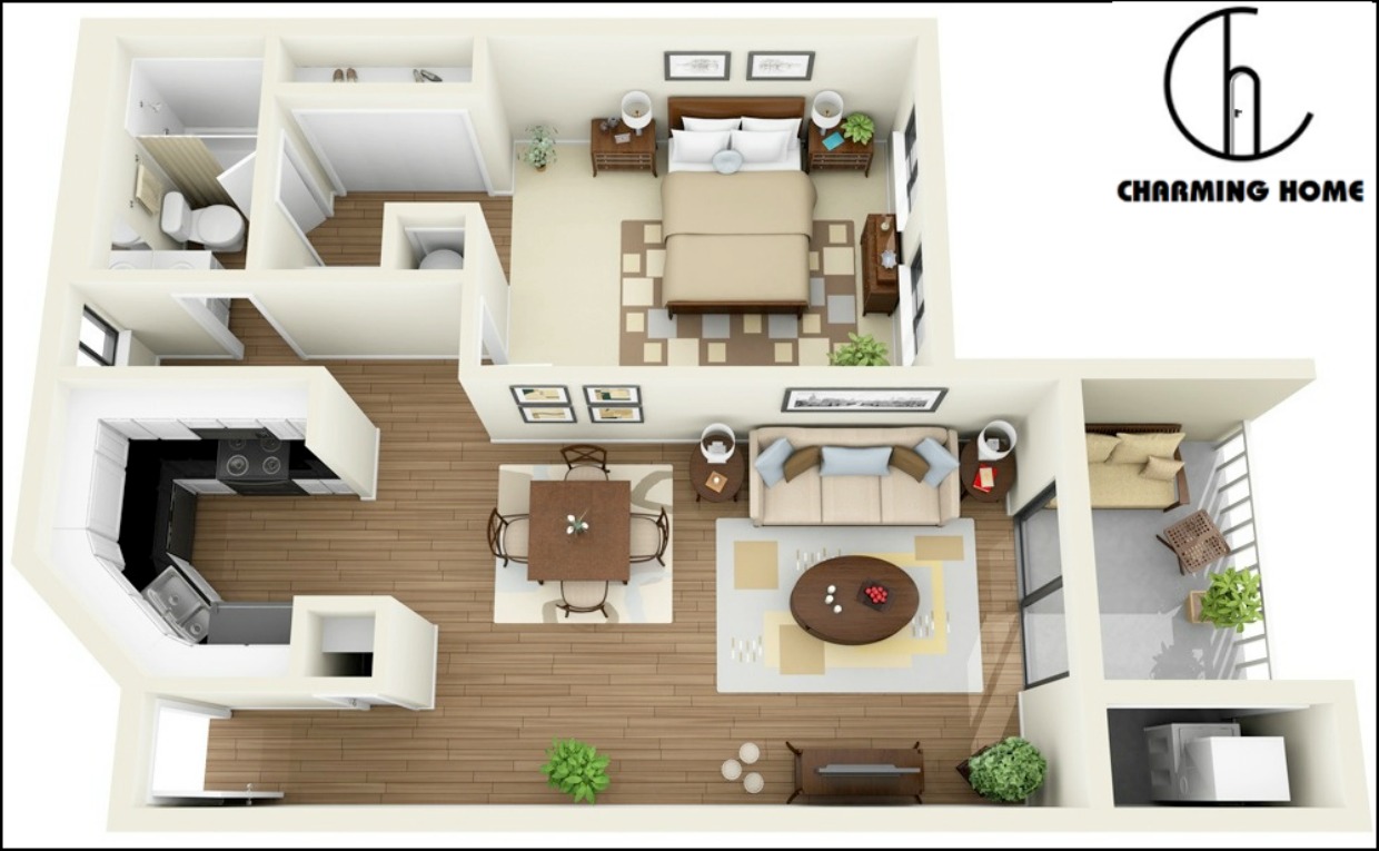 mẫu thiết kế nhà chung cư 50m2 6