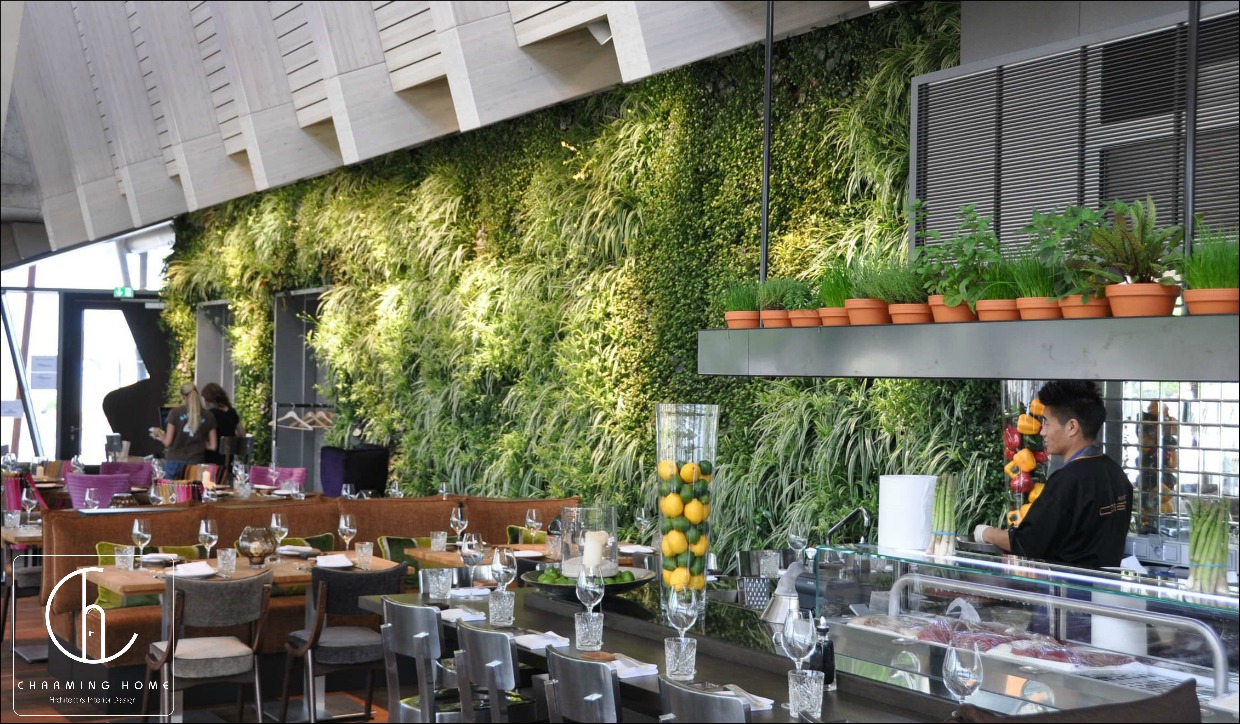 thiết kế nhà hàng sử dụng cây xanh 1
