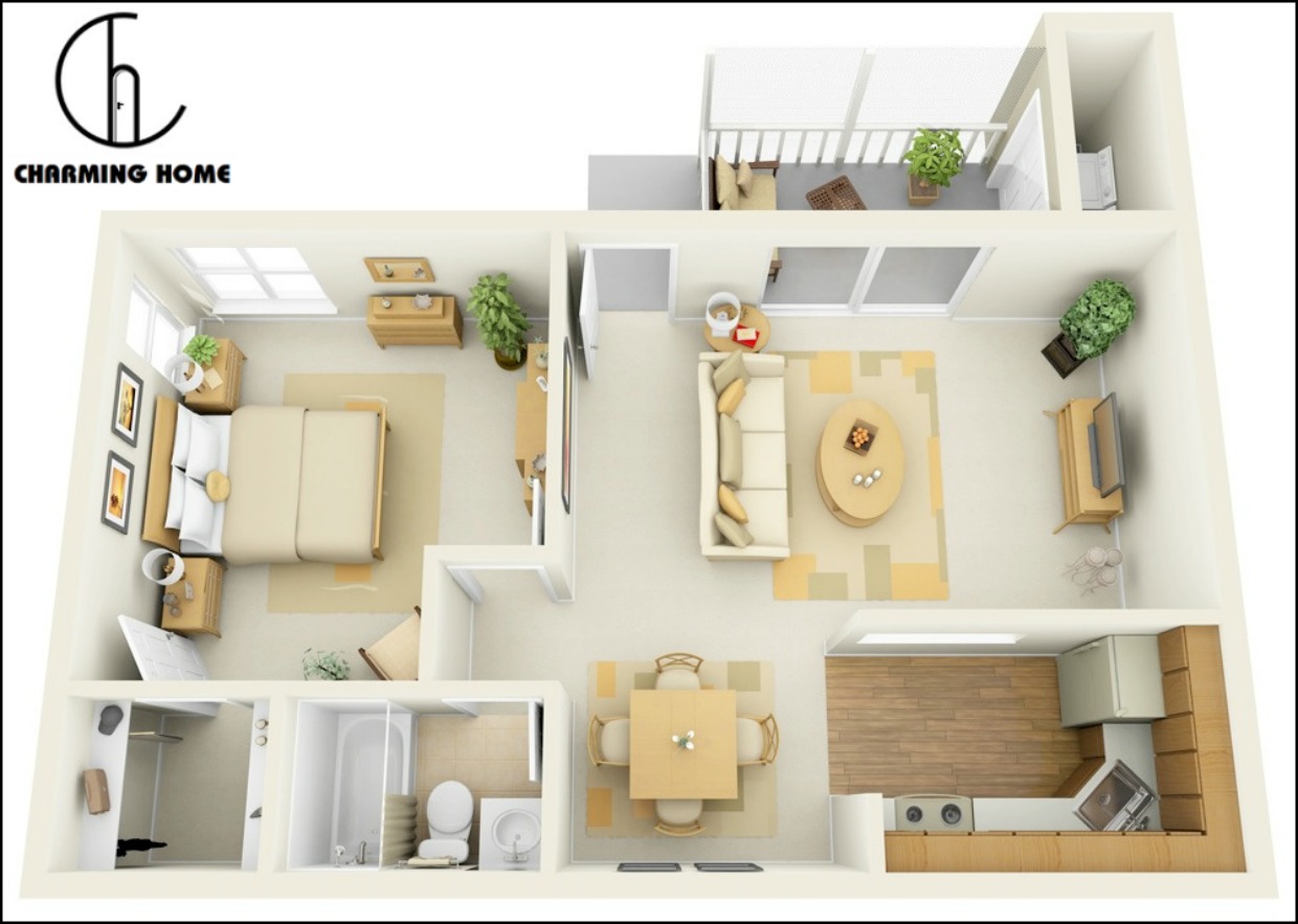 mẫu thiết kế nhà chung cư 50m2 5