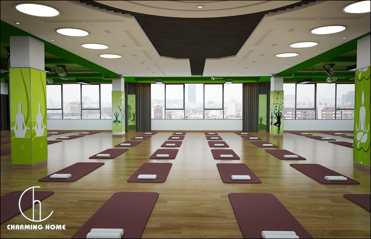 Thiết kế phòng tập yoga: Thiết kế phòng tập yoga phải truyền tải được tinh thần của môn võ này. Năm 2024, sự sáng tạo trong thiết kế đã mang đến những phòng tập rộng rãi, tường kính lớn, không gian mở và nhiều cây xanh. Điều này giúp tạo ra môi trường tối ưu cho người tập yoga.